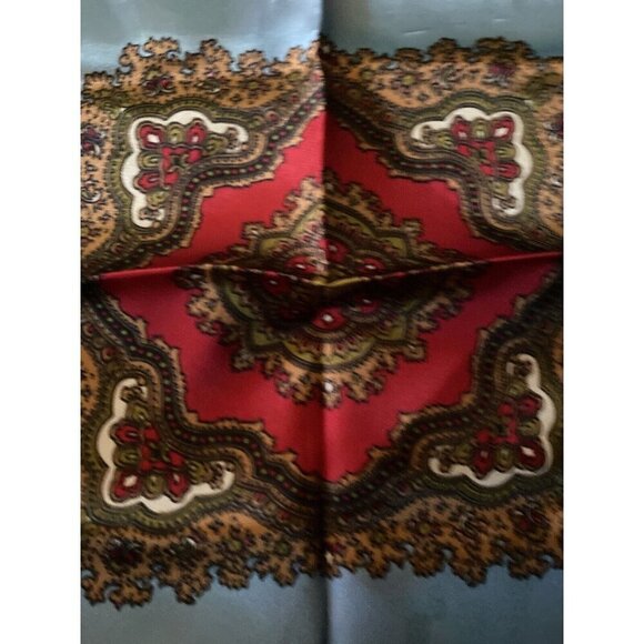 Satiny Polyester Vintage 1980's Paisley Scarf Blue - Picture 2 of 4